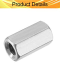 Real Deal Five Pcs M8 Hex Coupling Nuts Featuring 1.25 Metric Thread Pitch And Compact 24MM Length, stainless steel coupling nut close-up.