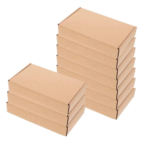 Stack of 10 Pack Paper Mailing Boxes For Shipping Compact Cardboard Mailer Boxes Flat Corrugated Packing For Small Items