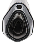 Close-up of carbon fiber universal motorcycle slip on muffler exhaust 1.5 to 2 inch for dirt bike street bike scooter and ATV