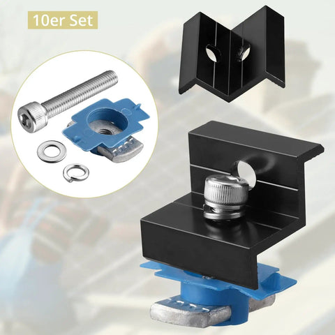 20 Pcs Solar Panel End Clamps For Standard Unistrut Heavy Duty Aluminum Mounting Brackets 30mm 35mm With Nuts Bolts Black