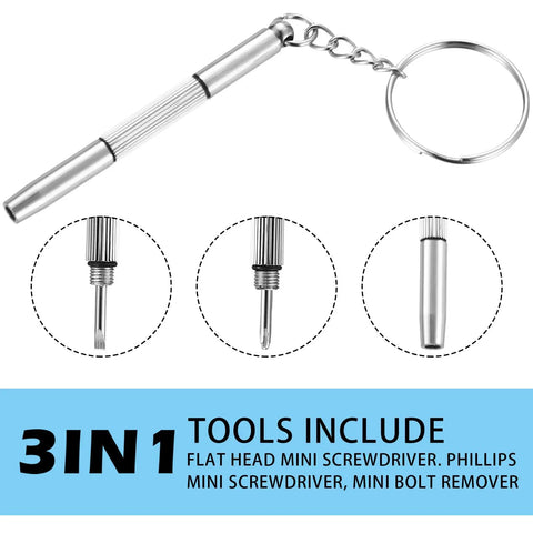 Six Piece Eyeglass Screwdriver Kit 3 In 1 Multifunction Eyeglasses Repair Tool Set With Keychain Case For Tiny Mini Glasses