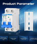 Miniature Circuit Breaker for Solar Power Setup 1000V 2 Pole 40 Amp Isolator With Thermal Magnetic Trip DIN Rail Mount DC Disconnect Switch C40 For Fast Overload Protection And Instant Short Circuit Cutoff, 35mm DIN rail