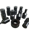 Hydraulic Round Hole Punch Die Set For CH70 And CH60 Machines, includes multiple die sizes for steel, copper, aluminum, and sheet metal.