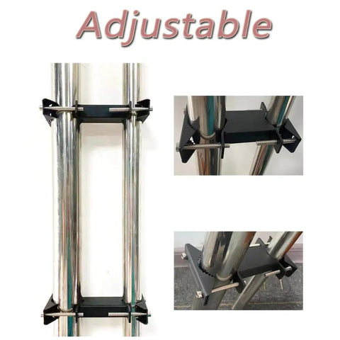 Heavy Duty Double Antenna Mast Clamp Kit With V Jaw Blocks For Mast To Mast Mounts, Deck Or Patio Umbrella Pole To Pole Bracket, Antenna Pipe Clamp For Ham CB TV Flagpole And Outdoor Antenna Setup