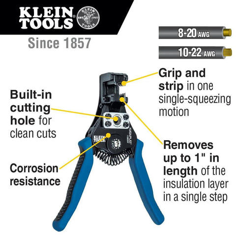 Heavy Duty Automatic Wire Cutter And Stripper For 8 To 20 AWG Solid And 10 To 22 AWG Stranded Wire with ergonomic design