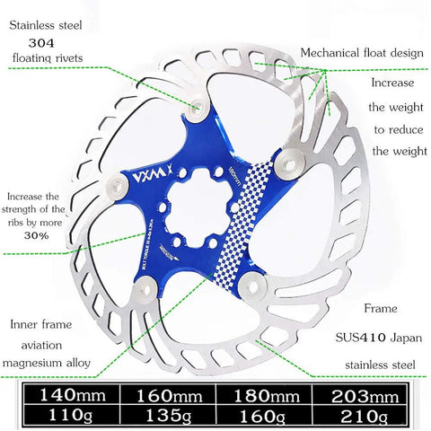 Floating Bike Disc Brake Rotor Beast With Elite Heat Dissipation 140 160 180 203 Millimeter Sizes, CNC Machined Stainless Steel Outer Ring And Aircraft Aluminum Inner Frame
