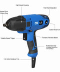 7.5 Amp Electric Impact Wrench 1/2 Inch Drive With 450 Ft Lbs Max Torque 3400 RPM side view showing features and design