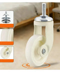 White Universal Furniture Casters Set of Four Screw On M6 Wheels 1.5 Inch 360 Degree Swivel in home setting