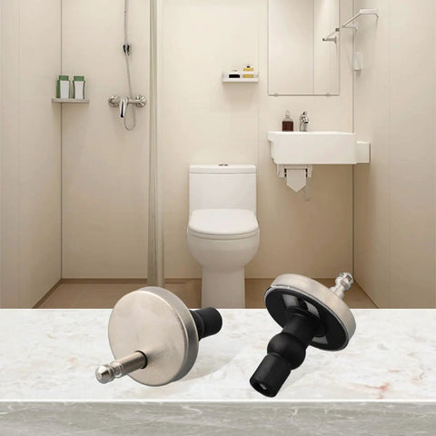 Bathroom scene with Top Fix Toilet Seat Hinges Heavy Duty Stainless Steel For Standard Wall Hung Toilets With Quick Fit 8mm Pin
