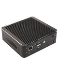 Top Shelf Micro Firewall Appliance Mini Pc With Pentium Gold 6405u Processor And Four 2.5Gbe Lan Ports Dope Vpn Routing Hella Fast Network Config Barebone Kit Ready To Roll, black compact design with ports.