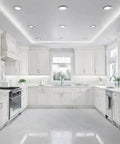 Modern kitchen with white cabinets painted with All-In-One Cabinet And Furniture Paint In Bone Off White Quart No Sanding No Priming No Top Coat Needed Velvet Sheen Finish For Interior And Exterior Durable Coverage Built-In Primer Includes 30 Color Card For True Color Picks.