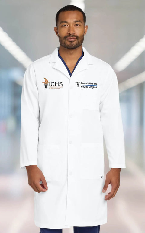 Personalized Embroidered Long Lab Coat For Men And Women White Medical Coat With Custom Name On It Add Your Text In Colorful Fonts Preview Before You Buy Pro Grade Lab Gear