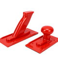 Rock Solid Two Pack Table Saw Push Block Crafted For Real Woodworkers Featuring Ergonomic Angled Grip And Rounded Handle Reliable Planer Safety Gear Made From Heavy Duty Abs Plastic - red push blocks with ergonomic handles.