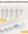No Drill Self Adhesive Curtain Track For Ceiling Or Wall Mount 5.4 Feet Long Unbendable And Cuttable Supports Up To 18 Pounds Lightweight Durable Plastic Ideal For RV Windows Living Room Bedroom Curtains, top and side mounting