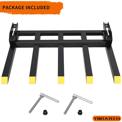 Clamp On Debris Forks For 48 Inch Bucket, 2500 Lbs Heavy Duty Fork Attachments For Skid Steer And Tractor Loader, forged steel
