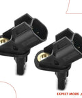 Front Left And Right Abs Wheel Speed Sensor Set For Mazda 3 And Mazda 5 Knockout Quality Direct Plug N Play Signal Pickup Replace Oem Parts. Close-up view of two black speed sensors.