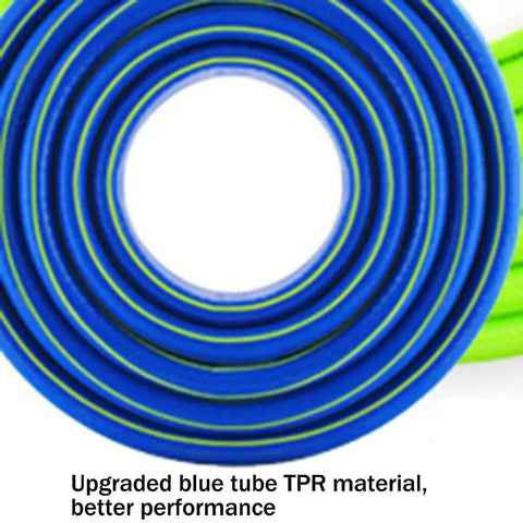 Stainless Steel Garden Hose Reel With Durable Protective Cover And Smooth Metal Crank For 50 Foot Hoses featuring blue TPR material hoses coiled.