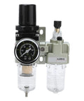 Heavy Duty Aluminum Alloy Filter Pressure Regulator Kit With Gauge for pneumatic systems showing gauge and modular components.