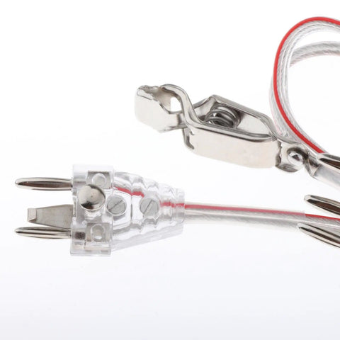 Universal Epee Fencing Body Cord with 3 Pin Plug Bend Protection, showing detailed clip and connector design.