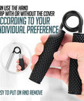 Person holding Metal Hand Grip Set 100Lb To 200Lb Three Pack No Slip Heavy Duty Grip Strength Trainer with black textured handle