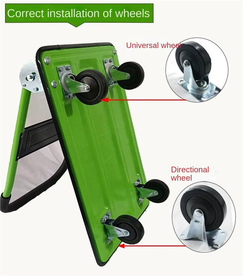 Heavy Duty Platform Truck With Foldable Steel Frame 660Lb Capacity Push Cart For Groceries And Everyday Hauling Portable Flatbed Cart With Textured Surface To Prevent Slippage, wheel installation diagram
