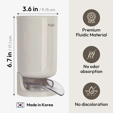 Self Draining Kitchen Utensil Holder For Countertop Featuring Dual Drain Spout And Circular Drip Tray Beige