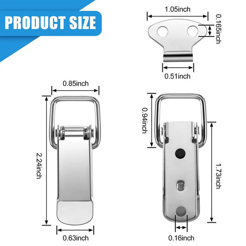 4 Pack Spring Loaded Toggle Latches Stainless Steel Locks For Tool Boxes Cabinets Wooden Chests Jewelry Boxes And Cases dimensions