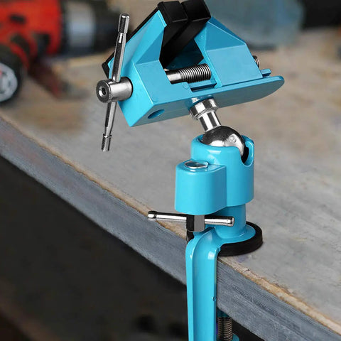 Heavy Duty Aluminum 3 Inch Tabletop Swivel Bench Vise Tilts And Rotates 360 Degrees For Secure Clamping on Workbench