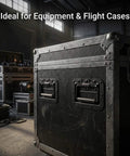Large Recessed Spring Loaded Steel Handle Set 4 Pack For Flush Mount Cabinets Flight Cases And Racks on a black case