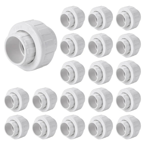 Twenty Pack Three Quarter Inch PVC Union Fittings Socket To Socket Slip Union Connector For Schedule 40 PVC Pipe With EPDM O Ring