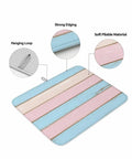 Pink Blue Wood Grain Drying Mats For Kitchen Counter And Sink, Reversible Hanging Microfiber Dish Mat, detailed view.