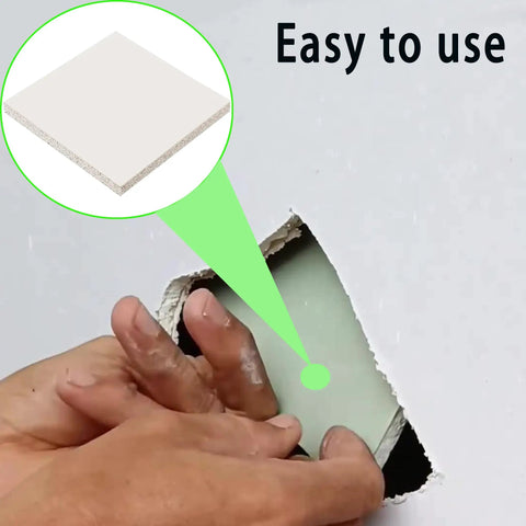 DIY Friendly Drywall Patch Kit For Large Holes 12 By 12 Inch One Half Inch Thick shown fixing wall hole