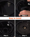 Installation steps for Porcelain Drip Pan Set For GE Hotpoint Electric Range Cooktop, 4 Pack With black drip pans.
