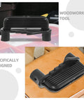 No Sweat Precision Center Scriber Woodworking Layout Gauge Top Shelf Marking Tool Tight Grip in black, shown from two angles.