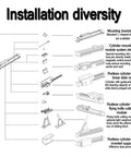 Installation diagram showing Heavy Duty Rock Solid Rodless Cylinder Pneumatic Actuator options for diverse setups and functionalities.