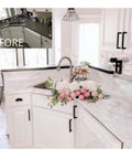 Kitchen countertops with White Marble Peel And Stick Countertop Vinyl Laminate Cover Self Adhesive Waterproof Durable 36x72 Inch Roll