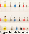 1200 Piece Wire Ferrule And Terminal Kit With Eight Types Of Insulated Copper Crimp Connectors Assorted Colors
