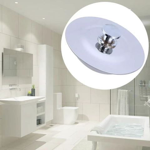 Bathtub Stopper for 40-45mm Holes Flat Cover Stainless Steel shown in a modern bathroom setting.
