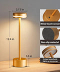 Gold Modern Cordless Table Lamp Set Two Pack Dope Rechargeable Aluminum Touch Lamps 4000mAh Battery Operated 3000K LED Dimmable