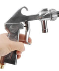 Hand holding Pro Grade All In One Sandblaster Kit With Air Quick Adapter For Sandblast Cabinets Rust Removal And Surface Cleaning Of Metal Rims