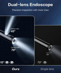 Comparison of dual lens and single lens detection angles of 45° and 70° in Dual Lens Endoscope Camera With Light For Inspections.