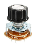 Beefy 2 Pole 5 Position Rotary Switch with 6mm Shaft and 9mm Thread, black knob, single deck band selector