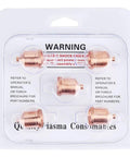 Premium 5 Pack Plasma Cutter Nozzles For High Performance Cutting Torch Tips With Superior Heat Resistance And Durable Copper Construction Perfect For Thick Metal Sheets Like Carbon Steel Stainless Steel Aluminum On 60A 120931 Models in packaging.