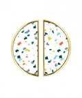 Two Pack Colorful Terrazzo Cabinet Handles with 3 Inch Center Hole Semicircle Gold Drawer Pulls Solid Zinc Alloy Hardware
