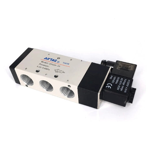 AC110V Pneumatic Solenoid Valve 4V410-15 Two Position Five Way Pilot Operated Half Inch Port Aluminum Body