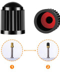 Presta To Schrader Bike Valve Adapter Brass Conversion For No Fuss Tire Inflation showing adapter and valve caps, close-up view