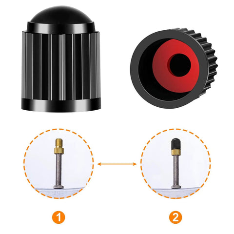 Presta To Schrader Bike Valve Adapter Brass Conversion For No Fuss Tire Inflation showing adapter and valve caps, close-up view