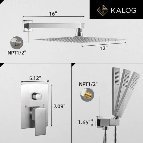 Rain Shower System With Jets And Handheld Sprayer, Brass Shower Faucet Set With 12 Inch Brushed Nickel Overhead Rain Shower Head