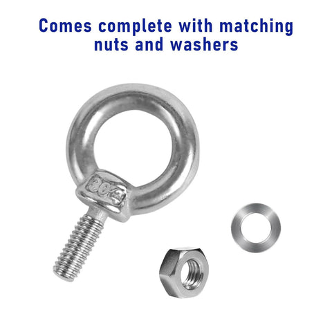 10 Pack M6 Eye Bolts With Nuts Stainless Steel 304 Beefy Heavy Duty Eyebolts for Lifting Rigging and Hanging Projects