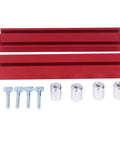 Pro Shop Woodworking Planing Stop And Bench Clamp Kit Featuring Snug Grip Aluminum Build with red aluminum rails and steel screws.